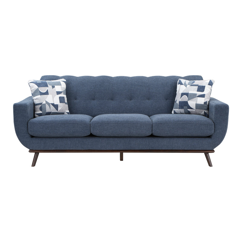 Everton Sofa in Blue/Walnut - 8341BL-3RV