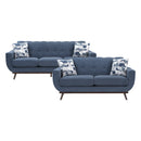 Everton 2pc Set: Sofa, Love in Blue/Walnut - 8341BL*2RV