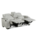 Ronan Double Reclining Love Seat With Center Console, Wireless Speakers, Storage Arms, Cup Holders And Led