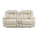 Huron Power Double Reclining Love Seat With Center Console, Wireless Speakers, Led And Charging Ports - Beige