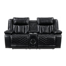 Huron Power Double Reclining Love Seat With Center Console, Wireless Speakers, Led And Charging Ports - Black