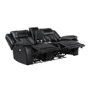 Huron Power Double Reclining Love Seat With Center Console, Wireless Speakers, Led And Charging Ports