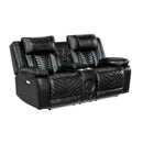Huron Power Double Reclining Love Seat With Center Console, Wireless Speakers, Led And Charging Ports