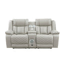 Huron Power Double Reclining Love Seat With Center Console, Wireless Speakers, Led And Charging Ports - Gray