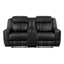 Littleton Double Reclining Love Seat With Center Console, Receptacles And Usb Ports - Black