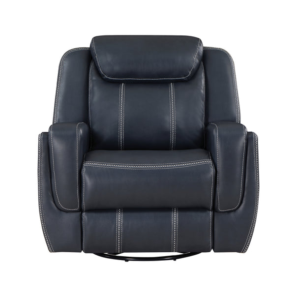 Littleton Swivel Glider Reclining Chair in Blue - 8516BU-1