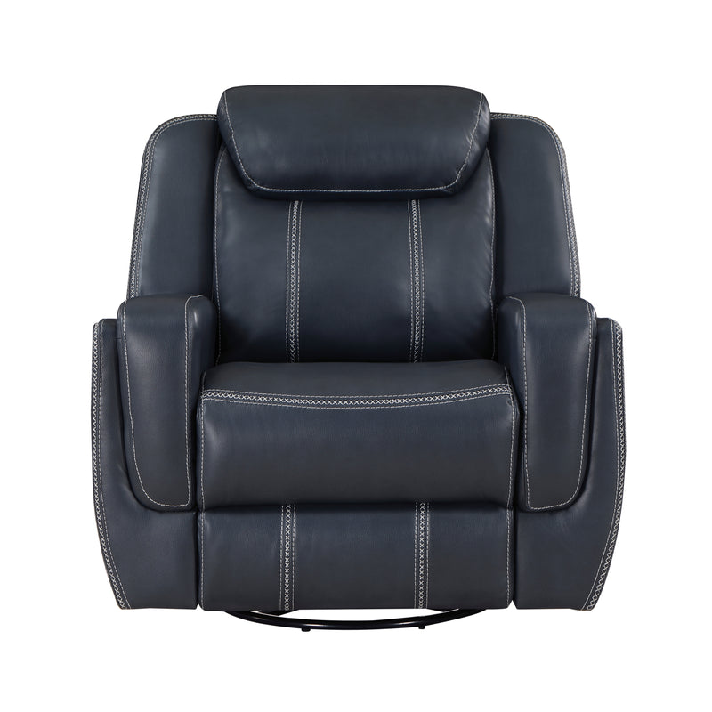 Littleton Swivel Glider Reclining Chair in Blue - 8516BU-1