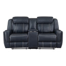 Littleton Double Reclining Love Seat With Center Console, Receptacles And Usb Ports - Blue