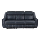 Littleton Double Reclining Sofa with Center Drop-Down Cup Holders,Storage Pouch, Receptacles and USB Ports in Blue - 8516BU-3