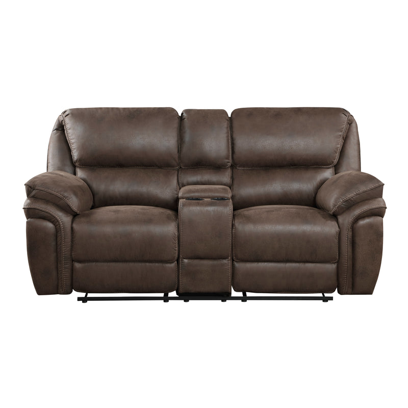 Proctor Double Reclining Loveseat with Center Console in Brown - 8517BRW-2