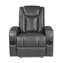 Turbo Power Reclining Chair with Wireless Charger, Cooling Cup-Holder, Storage Arms, Speakers, LED Light and USB port in Gray - 8522GRY-1PW