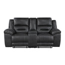 Hazen Double Reclining Love Seat With Center Console - Black - Microfiber