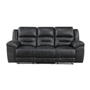 Hazen Double Reclining Sofa - Black - Microfiber