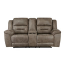 Hazen Double Reclining Loveseat with Center Console in Brown - 8538BR-2