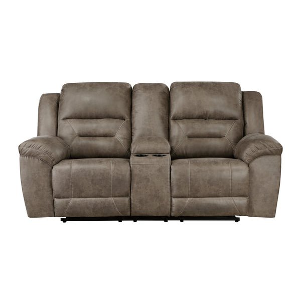 Hazen Double Reclining Loveseat with Center Console in Brown - 8538BR-2