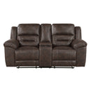 Hazen Double Reclining Love Seat With Center Console - Brown - Microfiber