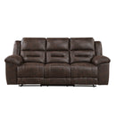 Hazen Double Reclining Sofa - Brown - Microfiber