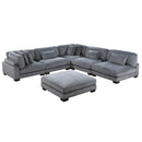 Traverse 6-Piece Modular Sectional with Ottoman in Gray - 8555GY*6OT