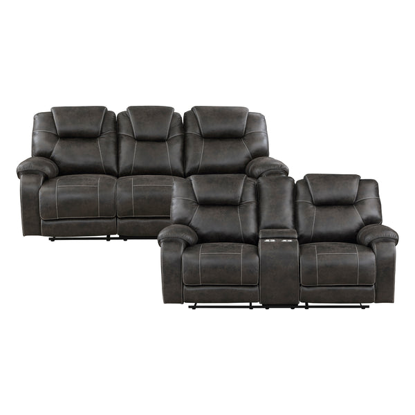 Gainesville 2pc Set: Sofa, Love in Brown - 8560PM*2