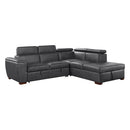 Barre 2-Piece Sectional with Pull-out Bed and Right Chaise with Hidden Storage, Adjustable Headrests in Gray - 8567GY*SC