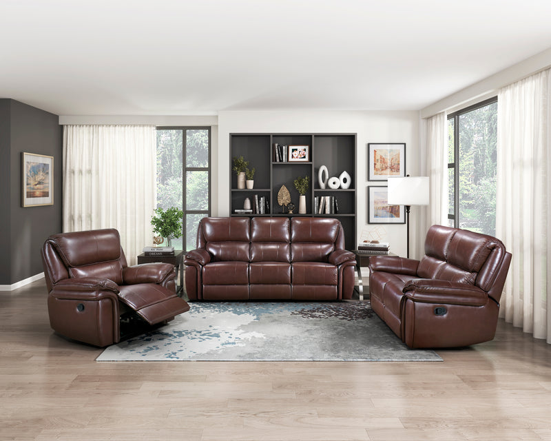 Lyman Double Reclining Loveseat in Brown - 8588BR-2