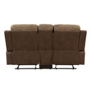Glendale Double Glider Reclining Loveseat with Center Console in Brown - 8599BR-2