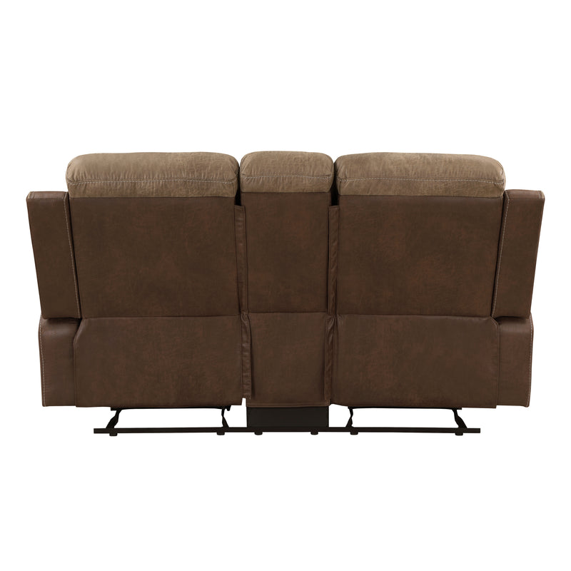 Glendale Double Glider Reclining Loveseat with Center Console in Brown - 8599BR-2