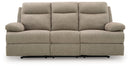 Side-Swipe Reclining Sofa with Drop Down Table