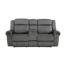 Brennen Power Double Reclining Loveseat with Center Console in Gray - 9204CC-2PW