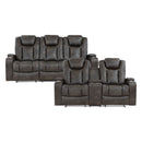 Tabor 2pc Set: Sofa, Love (Power) in Brown/Gray - 9211BRG*2PWH