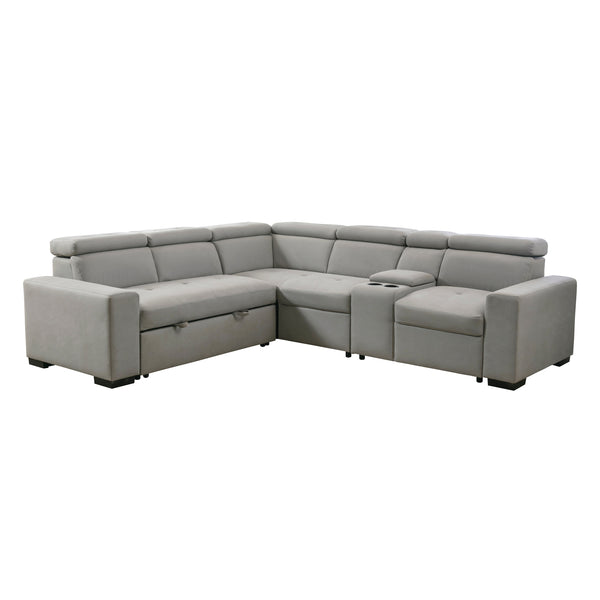 Farrah 3-Piece Sectional with Adjustable Headrests, Pull-out Bed and Console in Gray - 9219GY*SC