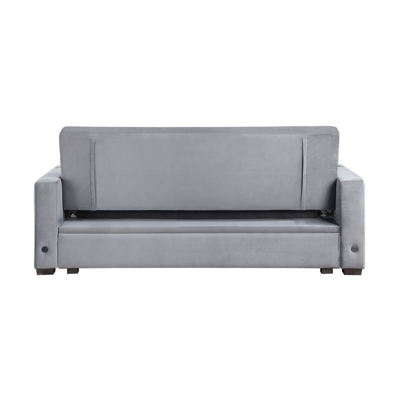Grady Convertible Sofa with Hidden Storage, Cup Holders and Charging Ports in Gray - 9258