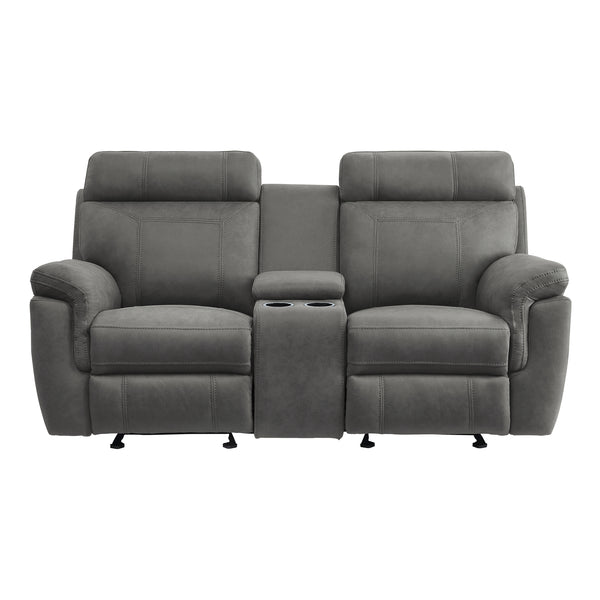 Clifton Double Glider Reclining Loveseat with Center Console in Gray - 9301GRY-2