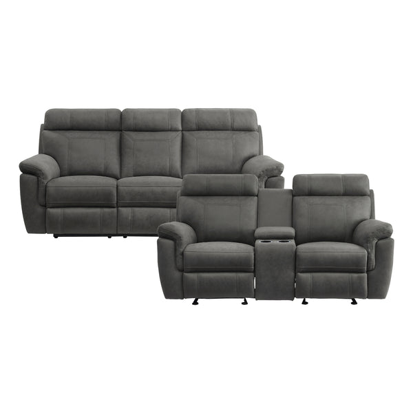 Clifton 2pc Set: Sofa, Love in Gray - 9301GRY*2