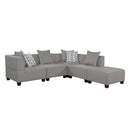 Jayne 5-Piece Modular Sectional with Ottoman in Gray - 9357GY*5OT