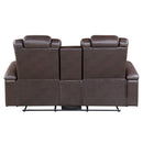 Caelan Power Double Reclining Loveseat with Center Console, Power Headrests, Storage Arms and Cup holders in Brown - 9366DB-2PWH