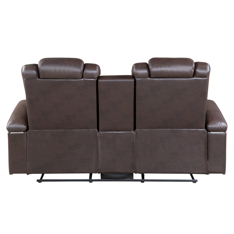 Caelan 2pc Set: Sofa, Love (Power) in Brown - 9366DB*2PWH
