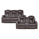 Caelan 2pc Set: Sofa, Love (Power) in Brown - 9366DB*2PWH