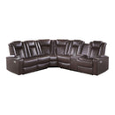 Caelan 3-Piece Power Reclining Sectional with Drop-Down Cup Holders, Reading Lights, Console, Storage Arms with Cup holders in Brown - 9366DB*SC