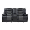 Fabian Double Glider Reclining Loveseat with Center Console, Receptacles and USB Ports in Gray - 9388GRY-2