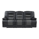 Fabian Double Reclining Sofa with Center Drop-Down Cup Holders, Receptacles and USB Ports in Gray - 9388GRY-3