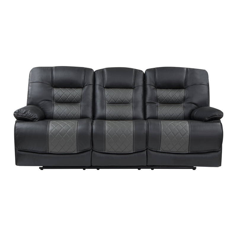 Fabian Double Reclining Sofa with Center Drop-Down Cup Holders, Receptacles and USB Ports in Gray - 9388GRY-3