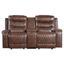 Putnam Double Glider Reclining Love Seat With Center Console, Receptacles And Usb Port - Brown