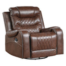 Putnam Swivel Glider Reclining Chair in Brown - 9405BR-1