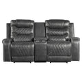 Putnam Power Double Reclining Love Seat With Center Console, Receptacles And Usb Ports - Gray