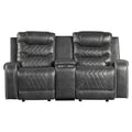 Putnam Double Glider Reclining Love Seat With Center Console, Receptacles And Usb Port - Gray