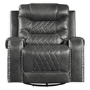 Putnam Swivel Glider Reclining Chair in Gray - 9405GY-1