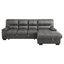 Michigan 2-Piece Sectional with Pull-out Bed and Right Chaise with Hidden Storage in Gray - 9407DG*2RC3L