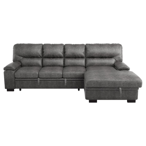 Michigan 2-Piece Sectional with Pull-out Bed and Right Chaise with Hidden Storage in Gray - 9407DG*2RC3L
