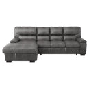 Michigan 2-Piece Sectional with Pull-out Bed and Left Chaise with Hidden Storage in Gray - 9407DG*2LC3R